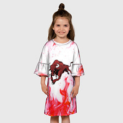 Платье клеш для девочки Бык на красном огне, цвет: 3D-принт — фото 2