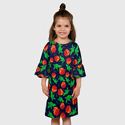 Платье клеш для девочки Тюльпаны Весенние цветы, цвет: 3D-принт — фото 2