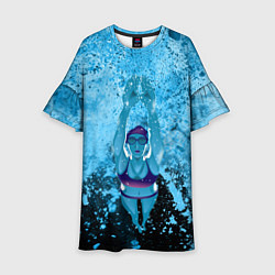 Платье клеш для девочки Спортивное плавание Голубая вода, цвет: 3D-принт