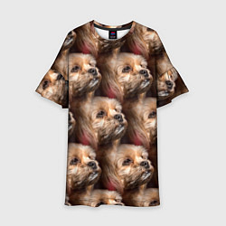 Платье клеш для девочки Мордочка песика, цвет: 3D-принт