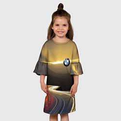Платье клеш для девочки BMW Night route, цвет: 3D-принт — фото 2
