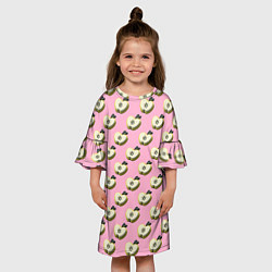 Платье клеш для девочки Яблочные дольки на розовом фоне с эффектом 3D, цвет: 3D-принт — фото 2