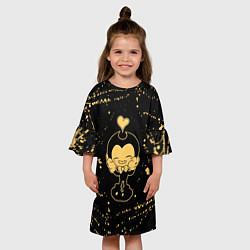 Платье клеш для девочки Bendy And The Ink Machine heart, цвет: 3D-принт — фото 2