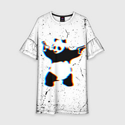 Платье клеш для девочки Banksy Panda with guns Бэнкси, цвет: 3D-принт