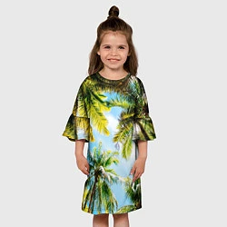 Платье клеш для девочки Пальмы под солнцем, цвет: 3D-принт — фото 2