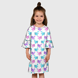 Платье клеш для девочки Коты Купидоны Паттерн, цвет: 3D-принт — фото 2