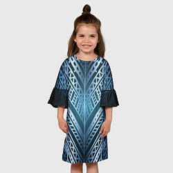 Платье клеш для девочки Неоновый абстрактный узор Синий и голубой неон на, цвет: 3D-принт — фото 2