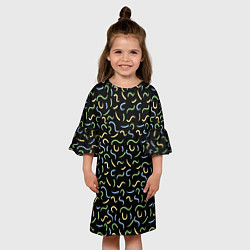 Платье клеш для девочки Радужные полоски На черном Фоне, цвет: 3D-принт — фото 2