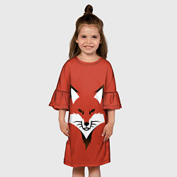 Платье клеш для девочки Рыжая серьезная лиса, цвет: 3D-принт — фото 2