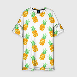 Платье клеш для девочки Поле ананасов, цвет: 3D-принт