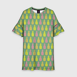 Платье клеш для девочки Шествие ананасов, цвет: 3D-принт
