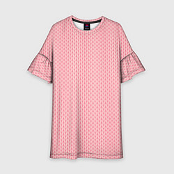 Платье клеш для девочки Вязаный простой узор косичка Три оттенка розового, цвет: 3D-принт