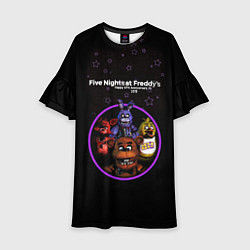 Платье клеш для девочки Five Nights at Freddys - персонажи из игры, цвет: 3D-принт