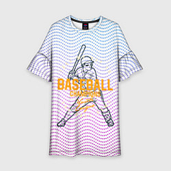 Платье клеш для девочки Американский бейсбол, цвет: 3D-принт