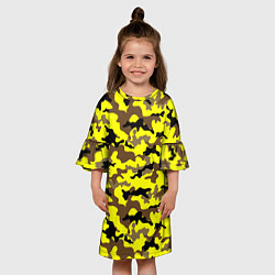 Платье клеш для девочки Камуфляж Жёлто-Коричневый, цвет: 3D-принт — фото 2