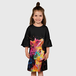 Платье клеш для девочки Девушка -лиса, цвет: 3D-принт — фото 2