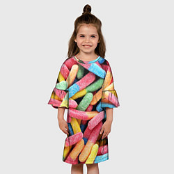 Платье клеш для девочки Мармеладные червячки, цвет: 3D-принт — фото 2