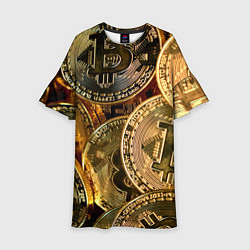 Платье клеш для девочки Биткойны, цвет: 3D-принт