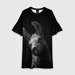 Платье клеш для девочки Портрет милой ламы, цвет: 3D-принт