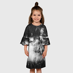 Платье клеш для девочки Мрачный лес - туман, цвет: 3D-принт — фото 2