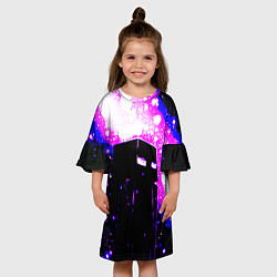 Платье клеш для девочки MINECRAFT - CREEPER, цвет: 3D-принт — фото 2