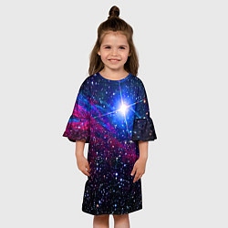 Платье клеш для девочки Открытый космос Star Neon, цвет: 3D-принт — фото 2