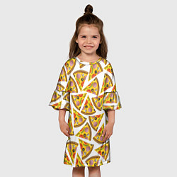 Платье клеш для девочки Кусочки вкусной пиццы, цвет: 3D-принт — фото 2
