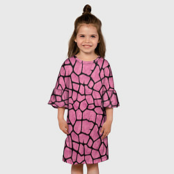 Платье клеш для девочки Шерсть розового жирафа, цвет: 3D-принт — фото 2