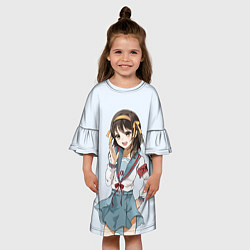 Платье клеш для девочки Зовущая Харухи, цвет: 3D-принт — фото 2