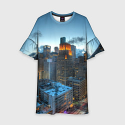 Платье клеш для девочки Городские будни, цвет: 3D-принт