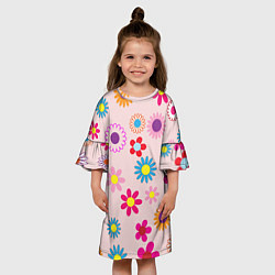 Платье клеш для девочки Мультяшные цветочки, цвет: 3D-принт — фото 2