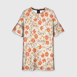 Платье клеш для девочки Оранжевый вьюнок, цвет: 3D-принт