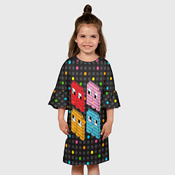 Платье клеш для девочки Pac-man пиксели, цвет: 3D-принт — фото 2