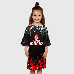 Платье клеш для девочки Super mario брызги красок, цвет: 3D-принт — фото 2