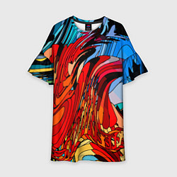 Платье клеш для девочки Abstract color pattern Fashion 2022, цвет: 3D-принт
