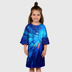 Платье клеш для девочки Неоновый фрактальный хвост кометы Абстракция Neon, цвет: 3D-принт — фото 2