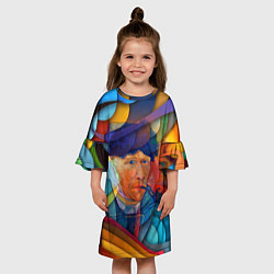 Платье клеш для девочки Ван Гог Автопортрет с отрезанным ухом на красочном, цвет: 3D-принт — фото 2