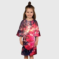 Платье клеш для девочки Нежные цветы и блестки, цвет: 3D-принт — фото 2