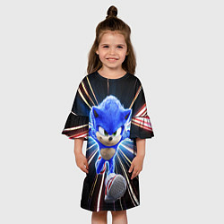 Платье клеш для девочки Speed Sonic, цвет: 3D-принт — фото 2