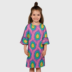 Платье клеш для девочки Тай-дай, яркие пятна, цвет: 3D-принт — фото 2