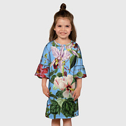 Платье клеш для девочки Цветы Сине-Цветочный Букет, цвет: 3D-принт — фото 2