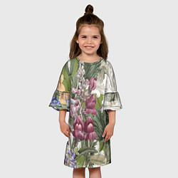 Платье клеш для девочки Цветы Ностальгический Весенний Узор, цвет: 3D-принт — фото 2