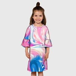 Платье клеш для девочки Абстрактный цветной паттерн Волны Abstract Color P, цвет: 3D-принт — фото 2