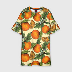 Платье клеш для девочки Узор Апельсиновое настроение, цвет: 3D-принт