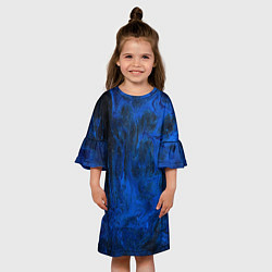 Платье клеш для девочки Синий абстрактный дым, цвет: 3D-принт — фото 2