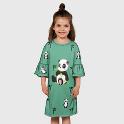 Платье клеш для девочки Пандовая семья - Малышка, цвет: 3D-принт — фото 2
