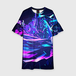 Платье клеш для девочки Абстрактная неоновая композиция Abstract neon comp, цвет: 3D-принт