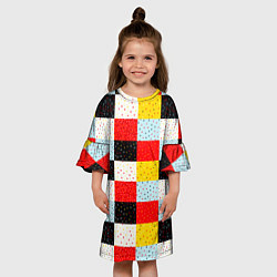 Платье клеш для девочки MULTICOLORED SQUARE MOSAIC, цвет: 3D-принт — фото 2