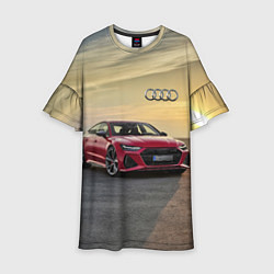 Платье клеш для девочки Audi RS 7 на закате солнца Audi RS 7 at sunset, цвет: 3D-принт
