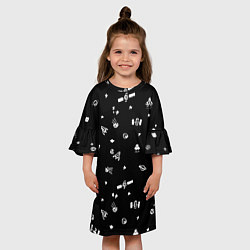 Платье клеш для девочки Космос - патерн, цвет: 3D-принт — фото 2